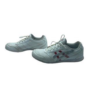 Asics CHEER 8 White Sneakers Women Size 9.5 Synthetic Faux Leather Low Profile